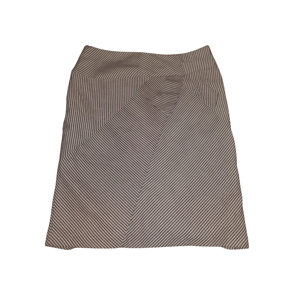Worthington Women Black White Pinstripe Paneled A-Line Skirt Size 16